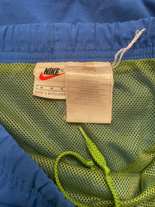 Vintage Nike Blue and Green Swim Shorts Trunks Medium