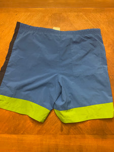 Vintage Nike Blue and Green Swim Shorts Trunks Medium